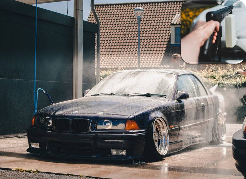 lavado del coche con una hidrolimpiadora